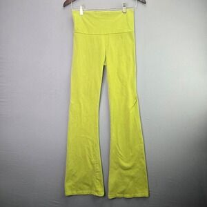 Image Nation Yoga Pants Flare Leg High Waist Lime Green Small Vintage Y2K Bell
